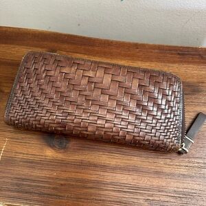 Cole Haan Genevieve Travel Woven Leather Wallet